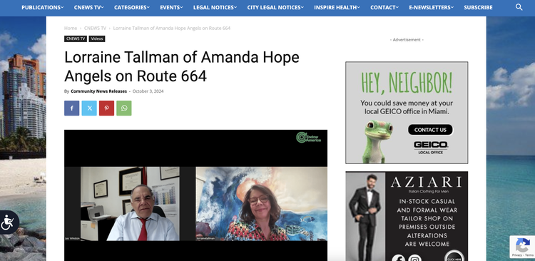 Route 664 feature on Lorraine Tallman of Amanda Hope Rainbow Angels